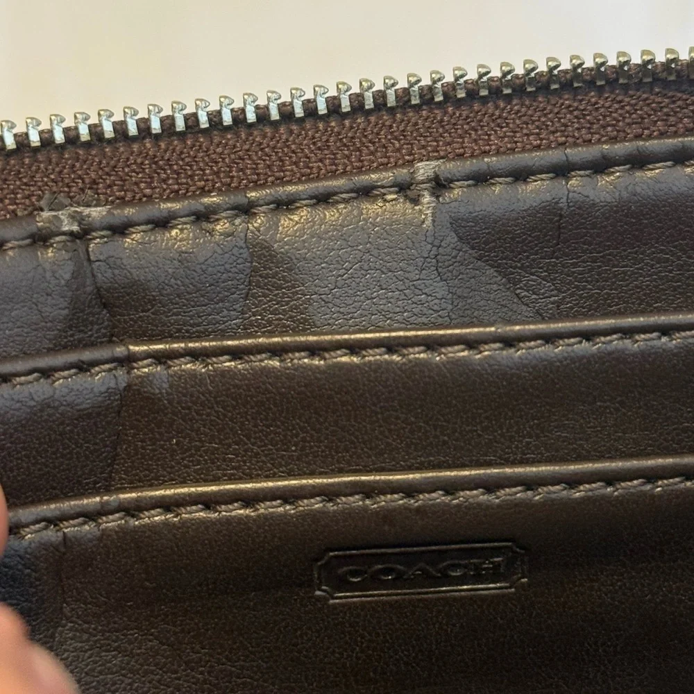 Coach | Brown Signature Canvas Wristlet with Dark Trim